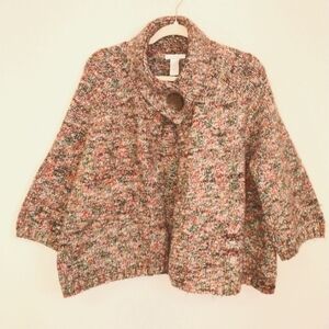 TWEEDS CROPPED MULTICOLOR GRADIENT SWING OPEN FRONT CARDIGAN SWEATER XL
